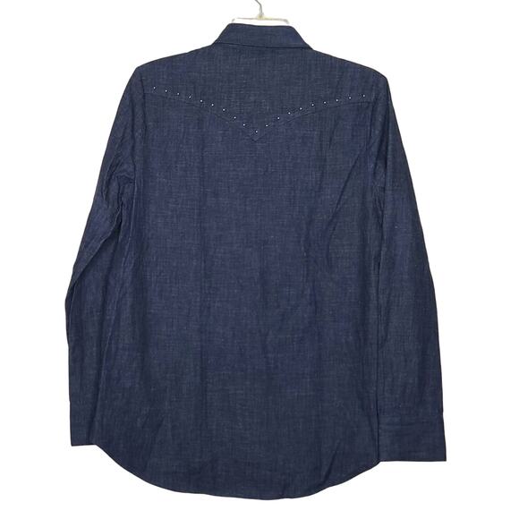 Kate Spade denim chambray floral embroidered snap button shirt - M/L? - Picture 2 of 4